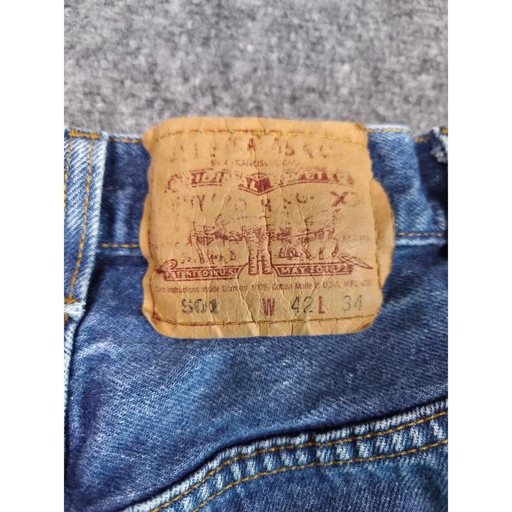 Vintage Levi's 501 Jeans Mens 42x34 Blue‎  90s Made in USA Straight Leg Denim